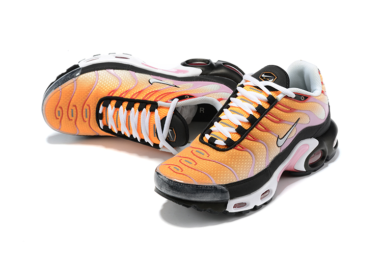 New Nike Air Max Plus Orange Black White Shoes - Click Image to Close